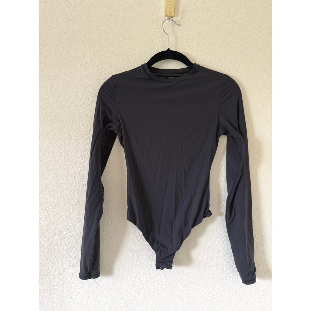 SKIMS Fits Everybody Long Sleeve Crew Neck Bodysuit Onyx Black Size Small